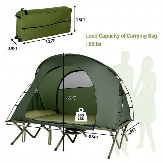 2-Person Outdoor Camping Tent with External Cover-Green-4