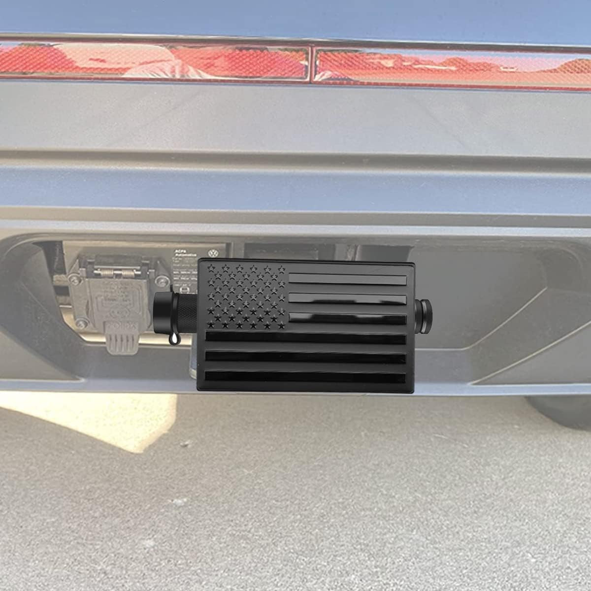 American Flag Trailer Hitch Cover for 2 Inch Receivers(With 5/8-Inch Pin Diameter Trailer Hitch Lock ) (Black)