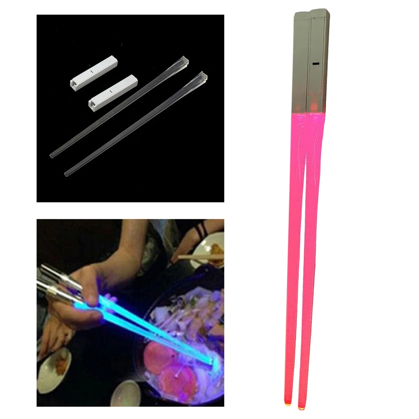 Chopsticks Light up LED Glowing Light Saber Chop Sticks Reusable Sushi Lightup Sabers Chopstick Set of 1 Pairs