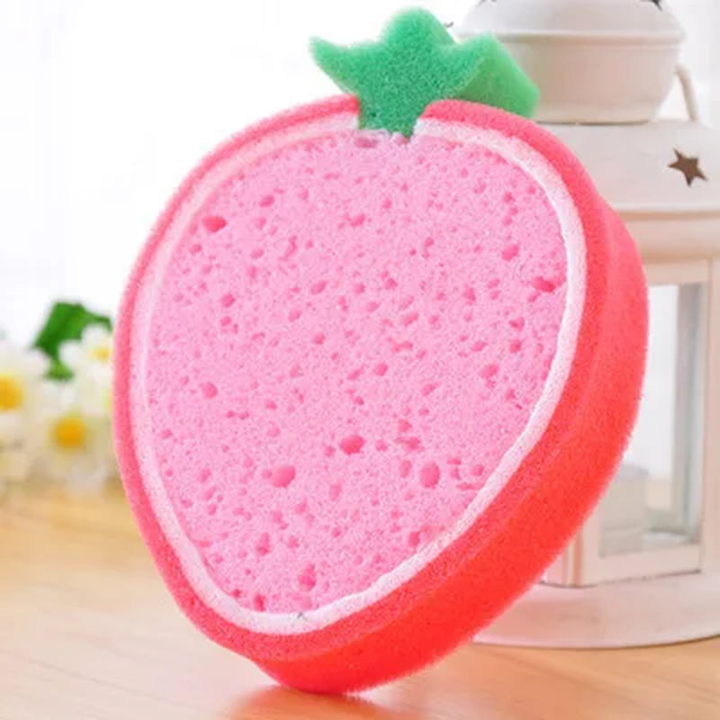 Cute Fruit Shape Thickened Sponge Dishwashing Wipe Washcloth Kitchen Household Pot Brush Dish Sponge Kitchen Cleaning Tools