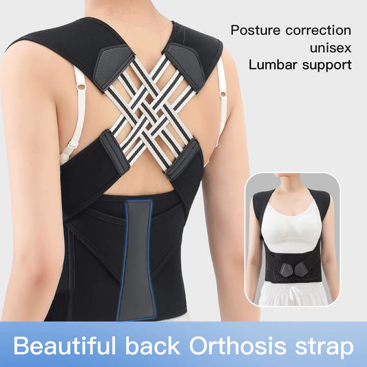 Posture Back Brace Adjustable Back Support Strap to Prevent Spinal Distortion and Hunchback Suitable for Men and Women