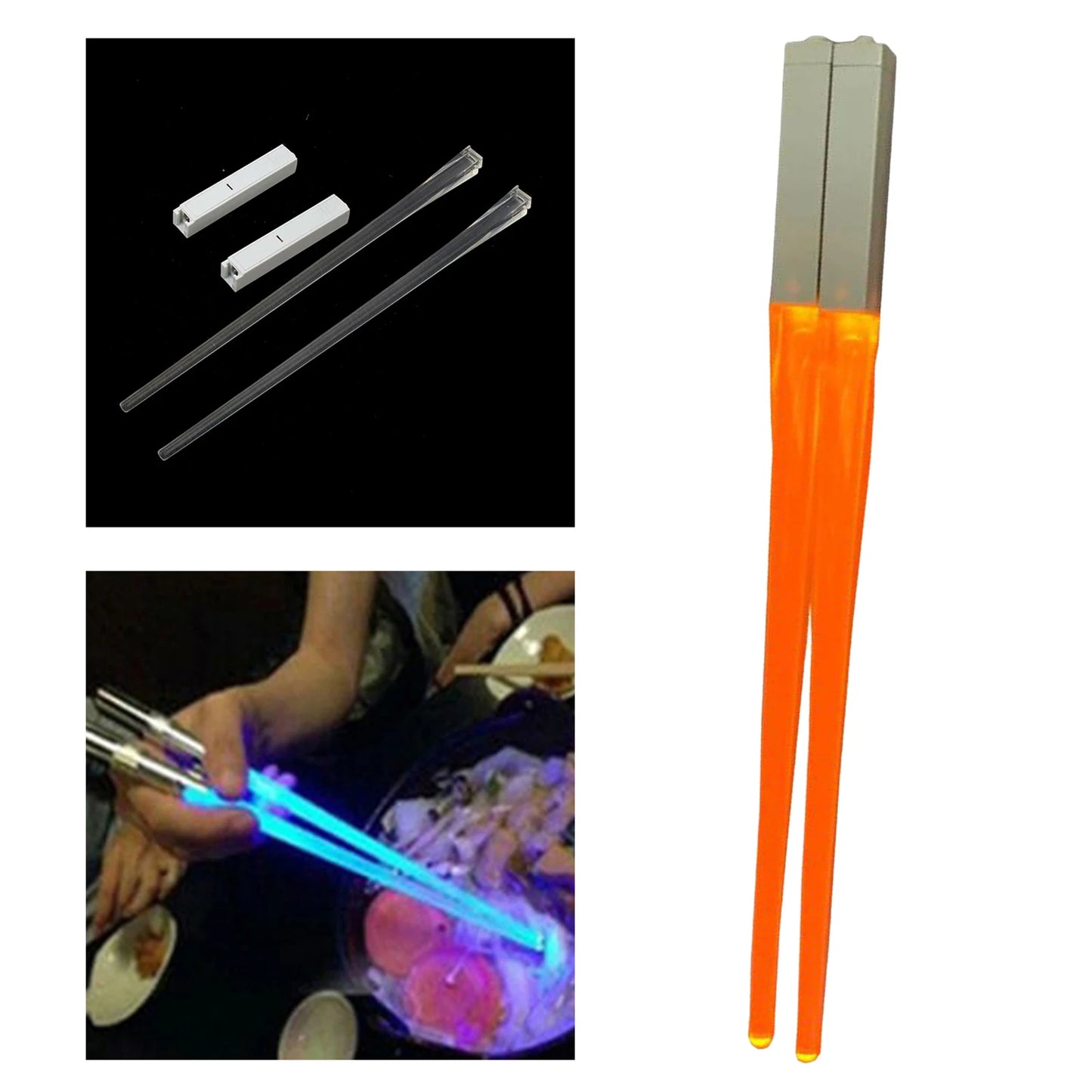 Chopsticks Light up LED Glowing Light Saber Chop Sticks Reusable Sushi Lightup Sabers Chopstick Set of 1 Pairs