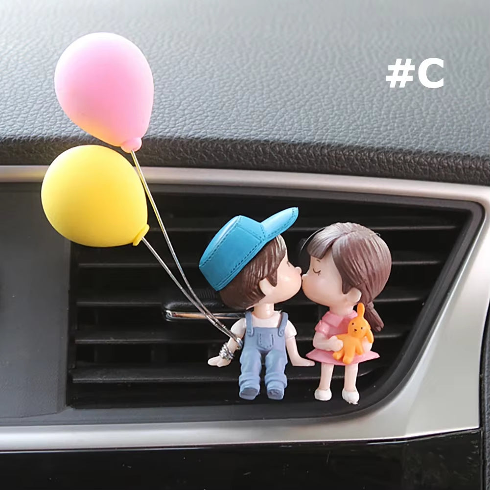 Car Air Freshener Cute Couple Doll Cartoon Lovers Car Accessories Interior Metal Aromatherapy Air Vent Clip Perfume Ornament