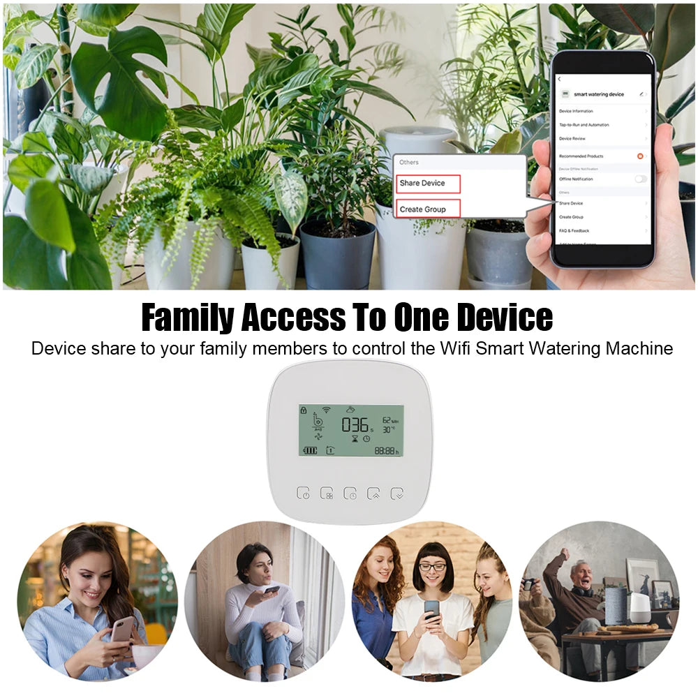 Digital Watering Irrigation Timer Wifi Tuya Micro-Drip Irrigation Controller with Solar Panel Intelligent Automatic Water Timer