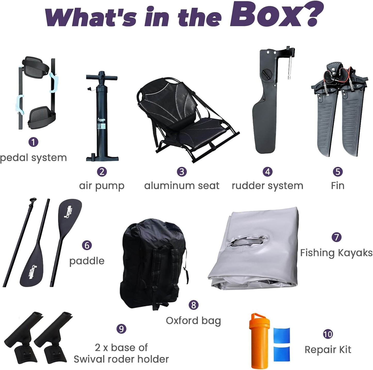 Inflatable Fishing Kayak for Adults - 1 Person, Pedal Drive, Folding, with Movable Seat, Hand Pump & Paddle & Oxford Bag, 410Lbs Capacity