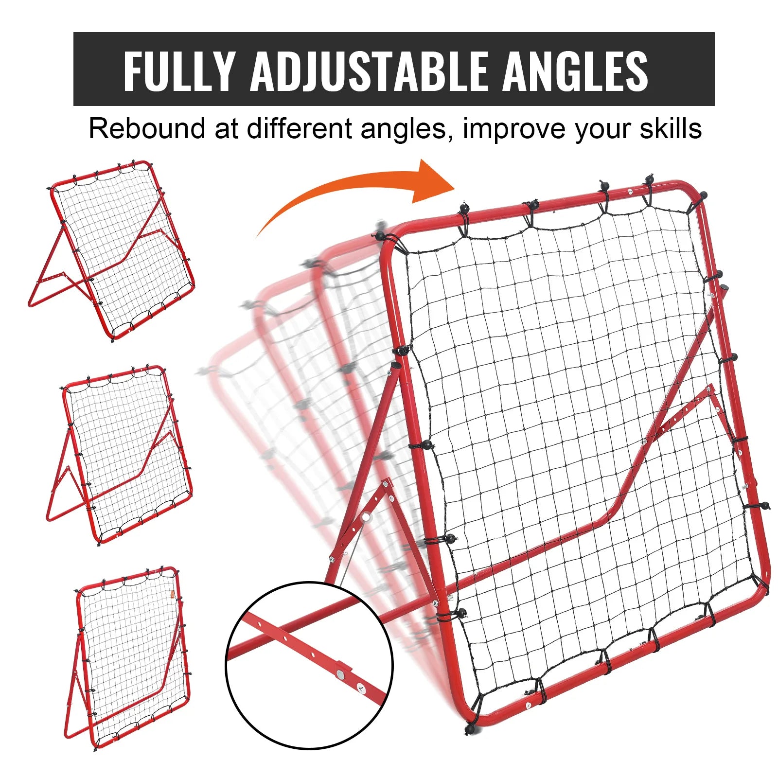 Succebuy Soccer Rebounder Rebound Net Portable Football Training Gifts Adjustable Angles Goal Net Aids & Equipment Easy Set Up