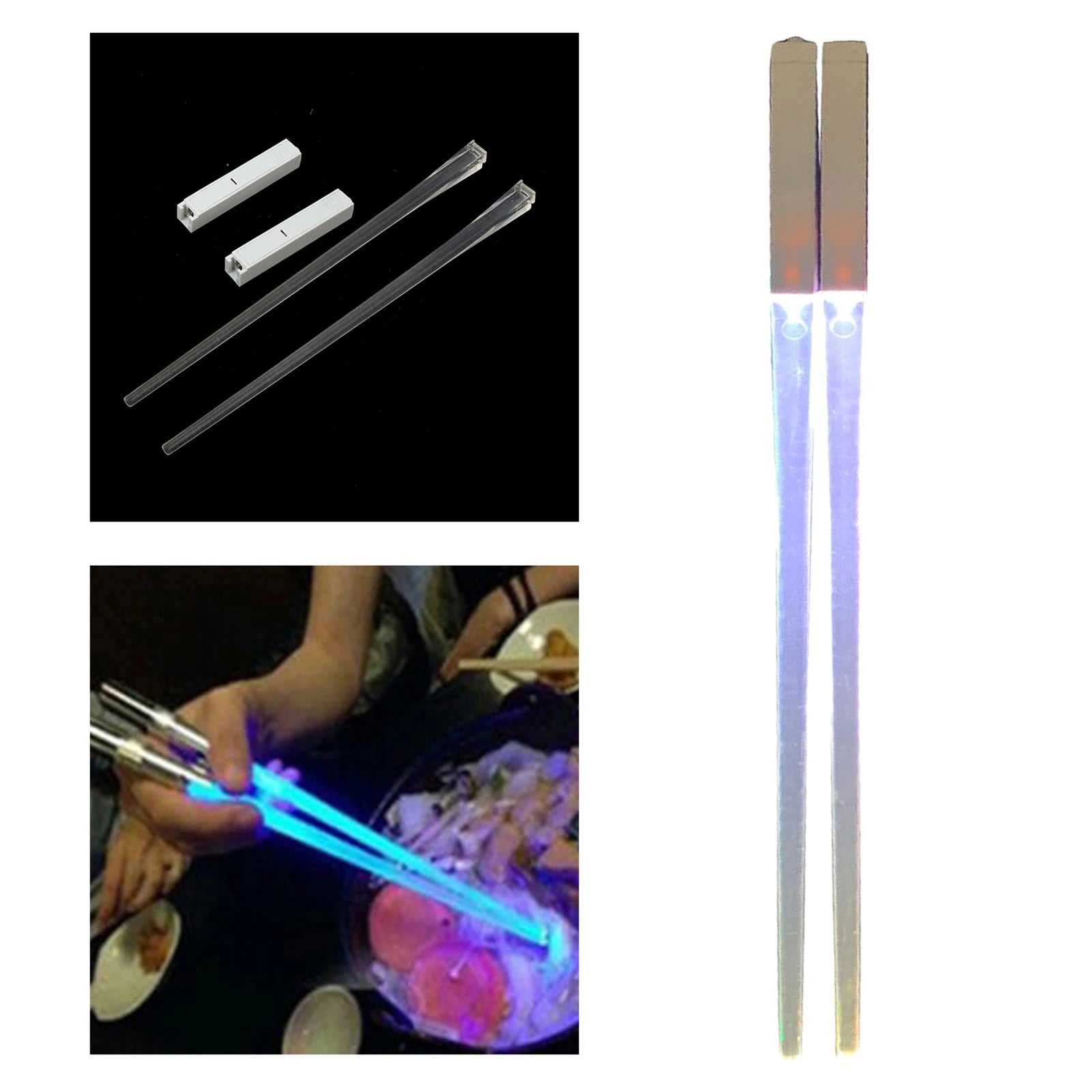 Chopsticks Light up LED Glowing Light Saber Chop Sticks Reusable Sushi Lightup Sabers Chopstick Set of 1 Pairs
