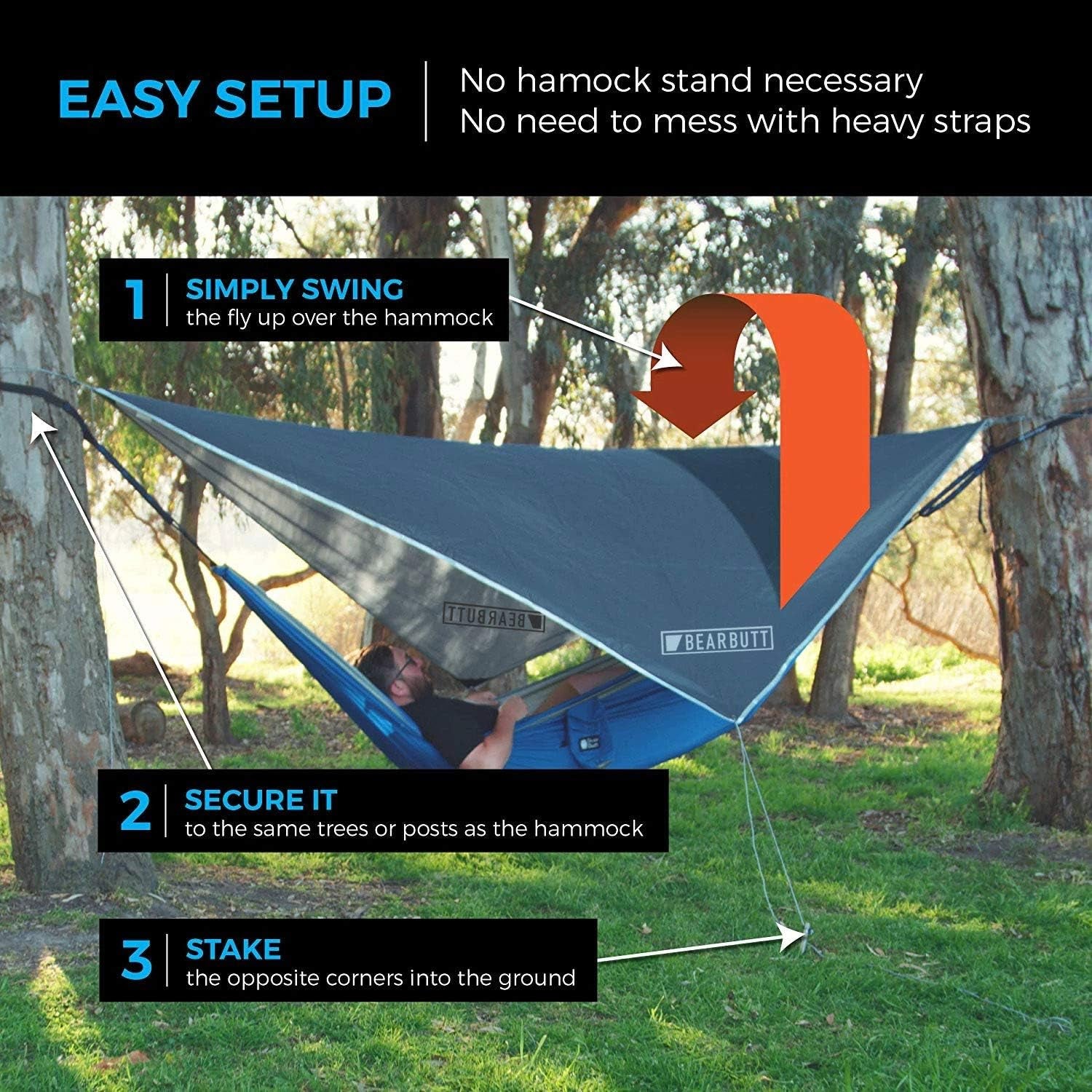 Hammock Rain Fly & Camping Tarp - 11 X 9 Ft Ultralight Waterproof Tarp for Hammock & Tent Camping - Easy to Set Up