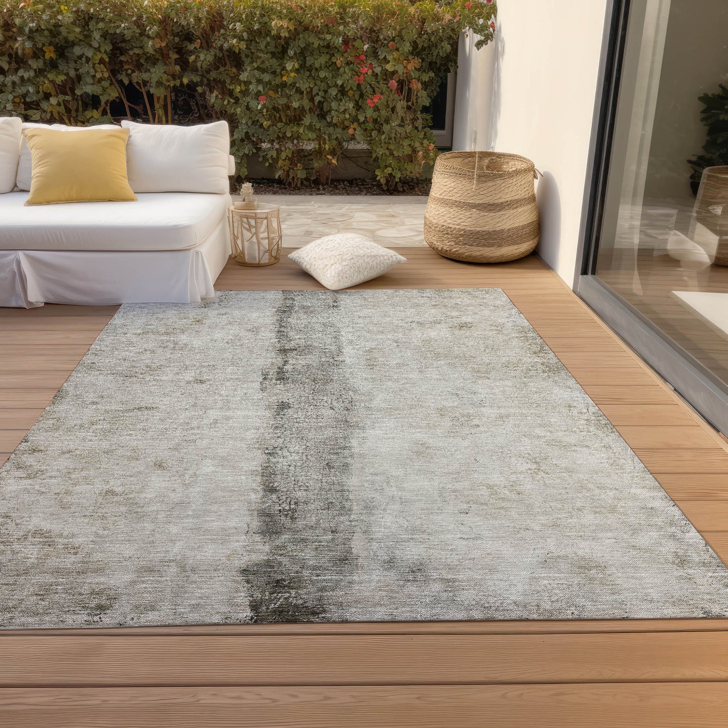 9' X 12' Taupe Beige And Gray Abstract Washable Indoor Outdoor Area Rug-6
