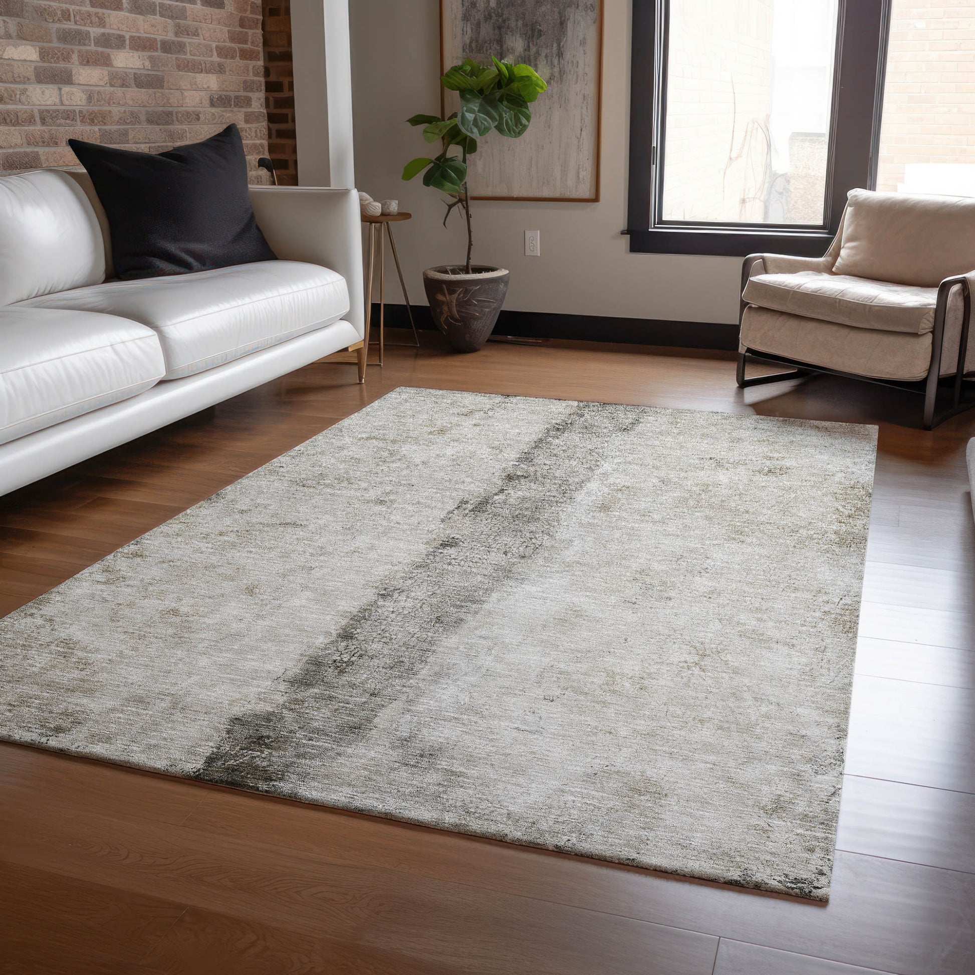 9' X 12' Taupe Beige And Gray Abstract Washable Indoor Outdoor Area Rug-7