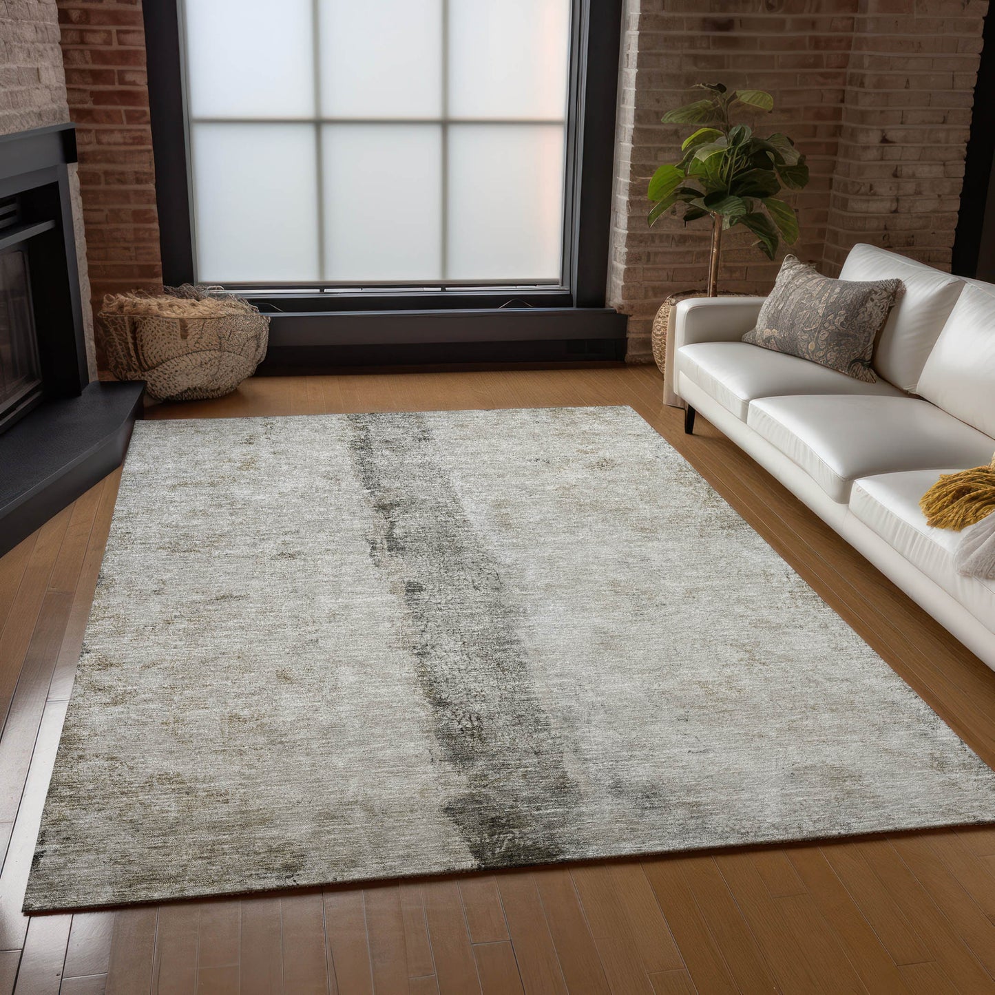 9' X 12' Taupe Beige And Gray Abstract Washable Indoor Outdoor Area Rug-8