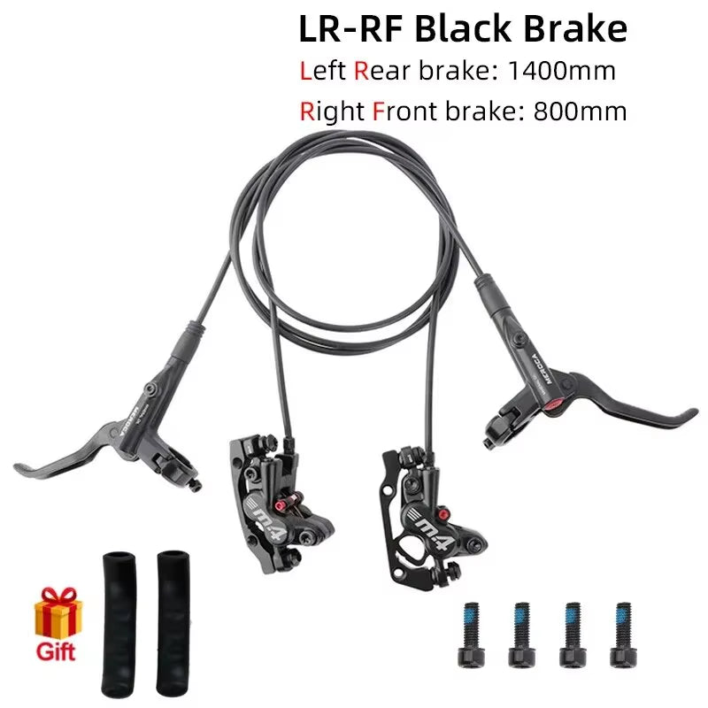 4-Piston MTB Hydraulic Brake Set with Silicone Protective Cover Front and Rear Brake 800Mm/1400Mm Bike Disc Brake for MTB