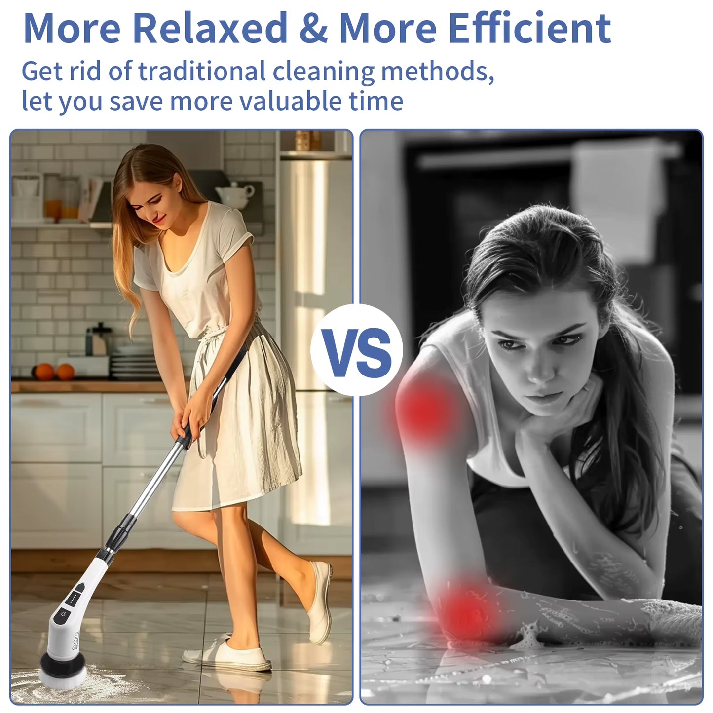 8-In-1 Electric Spin Scrubber Home Cordless Cleaning Brush 8 Heads 90Mins 3 Size 2 Speeds for Kitchen Bathroom Bathtub Glass Car