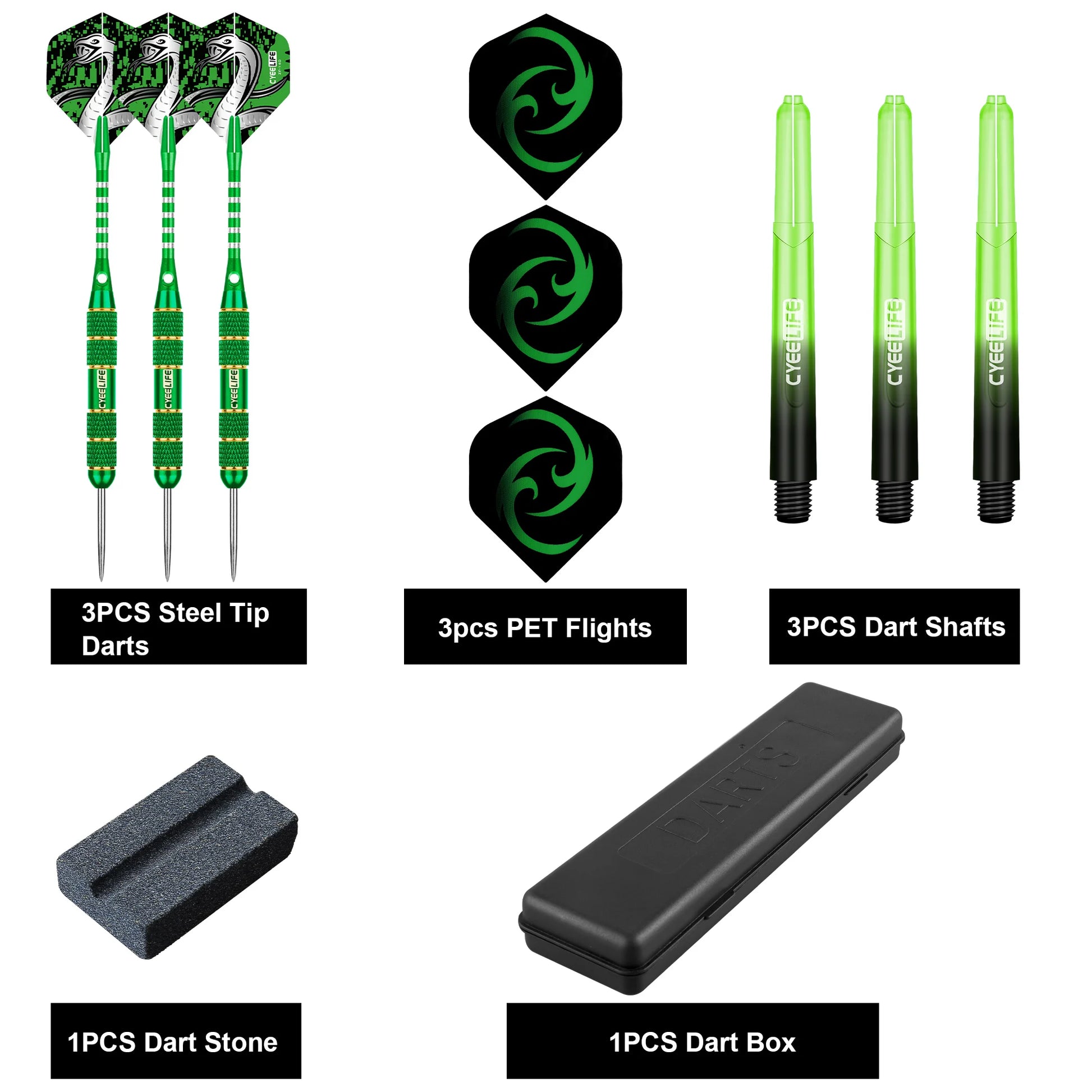 24G Professional Dart Set 3PCS Steel Tip Darts Flights Anti-Fall Hard Dart Pure Copper Dart Flying for Dartboard Green