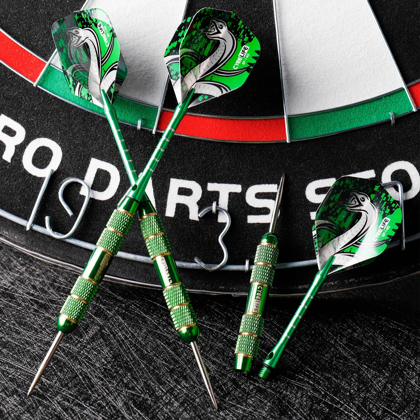 24G Professional Dart Set 3PCS Steel Tip Darts Flights Anti-Fall Hard Dart Pure Copper Dart Flying for Dartboard Green