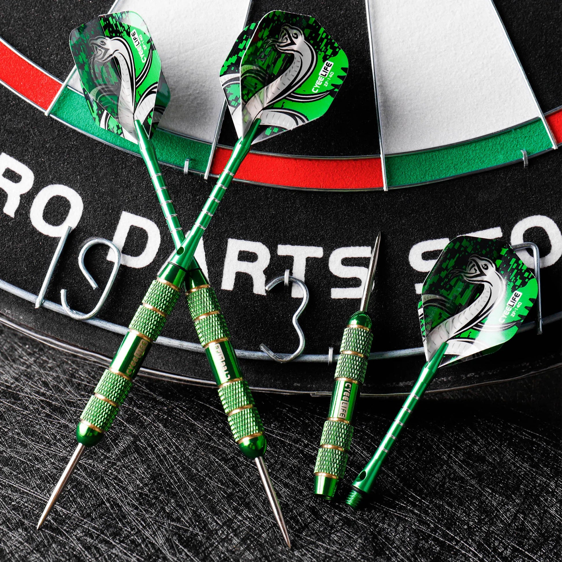 24G Professional Dart Set 3PCS Steel Tip Darts Flights Anti-Fall Hard Dart Pure Copper Dart Flying for Dartboard Green
