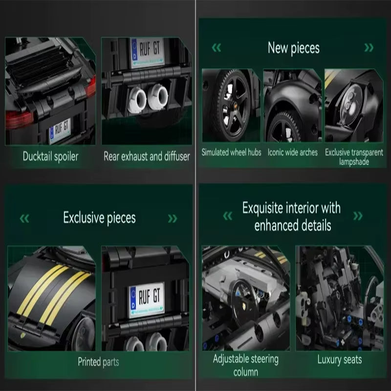 1655Pcs 1:10 New 2024 RC Classic Germany 2019 Sports Car LED Building Blocks City Remote Control Racing Car Bricks Toys Boy