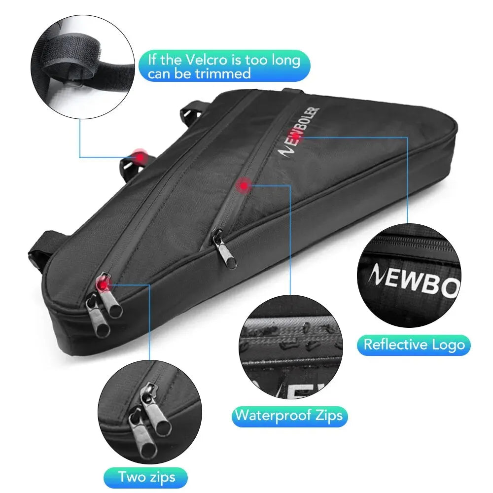 Large Bicycle Triangle Bag Bike Frame Front Tube Bag Waterproof Cycling Bag Pannier Ebike Tool Bag Accessories
