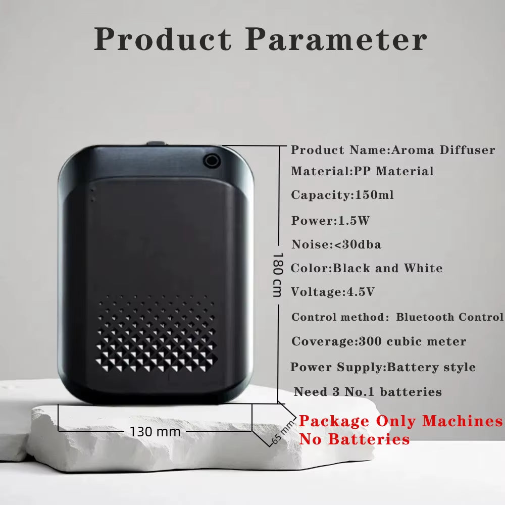 Battery Aroma Diffuser Coverage 300M³ Essential Oil Diffuser Scent Machine Bluetooth Control Air Purifier Use Battery Fragrance