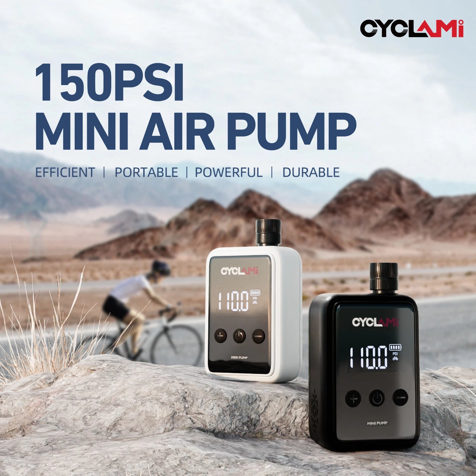 150 PSI Portable Pocket Bike Electric Air Pump Rechargeable Compressor Tire Inflator Digital Gauge Display Tire Pressure Gauge