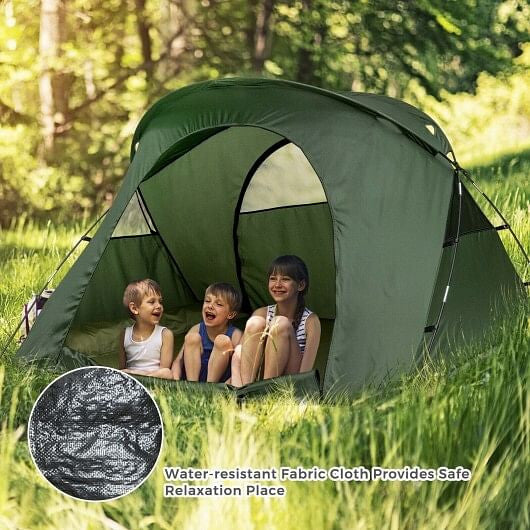 2-Person Outdoor Camping Tent with External Cover-Green-3