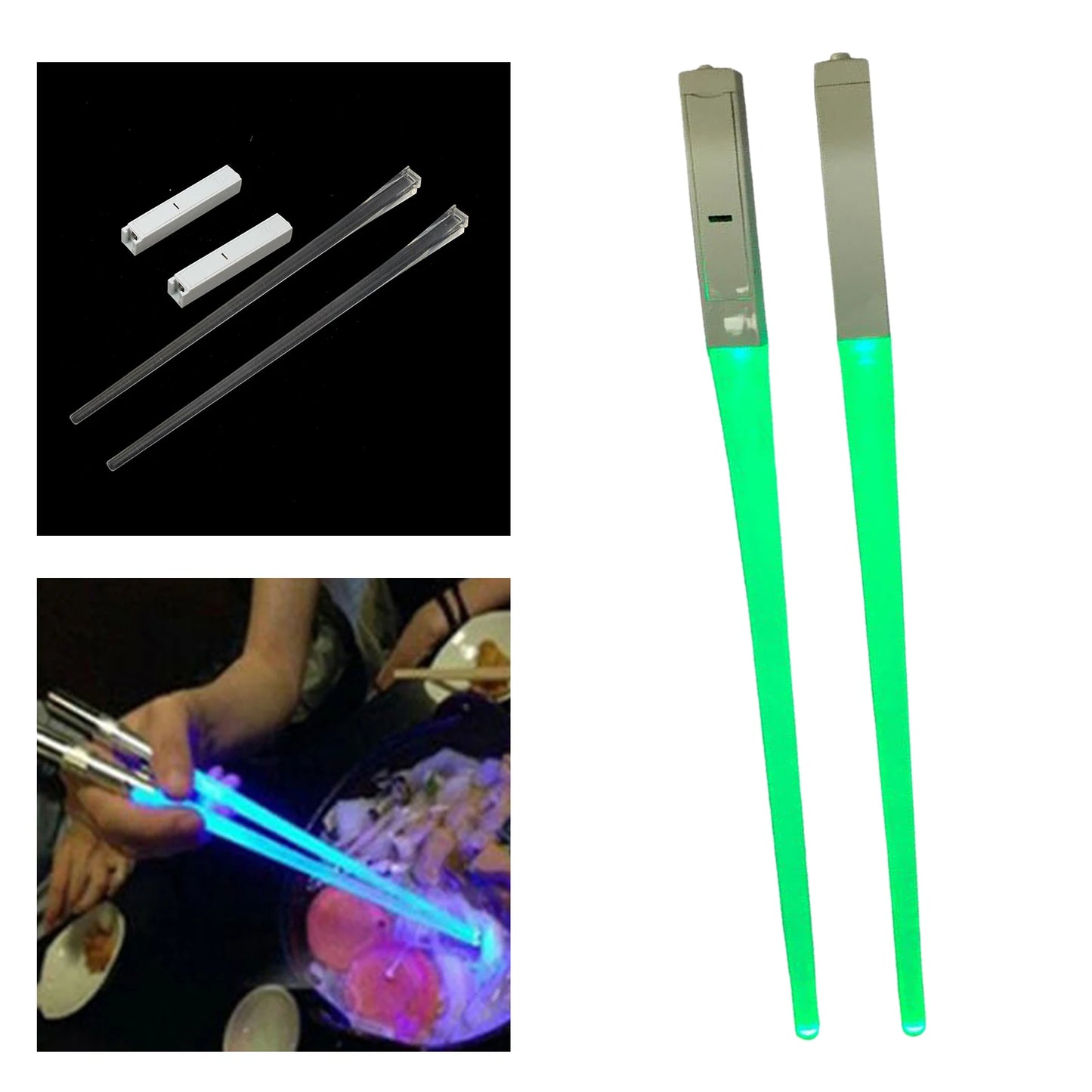 Chopsticks Light up LED Glowing Light Saber Chop Sticks Reusable Sushi Lightup Sabers Chopstick Set of 1 Pairs