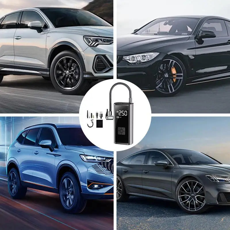 Electric Air Compressor Portable Tire Inflator Digital Automobiles Tire Pump LED Lighting Design Precise Inflation Outdoor Use