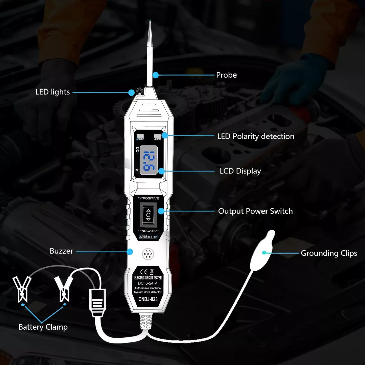 3.5-36V Digital Automotive Car Power Circuit Electrical Tester Probe Test Light
