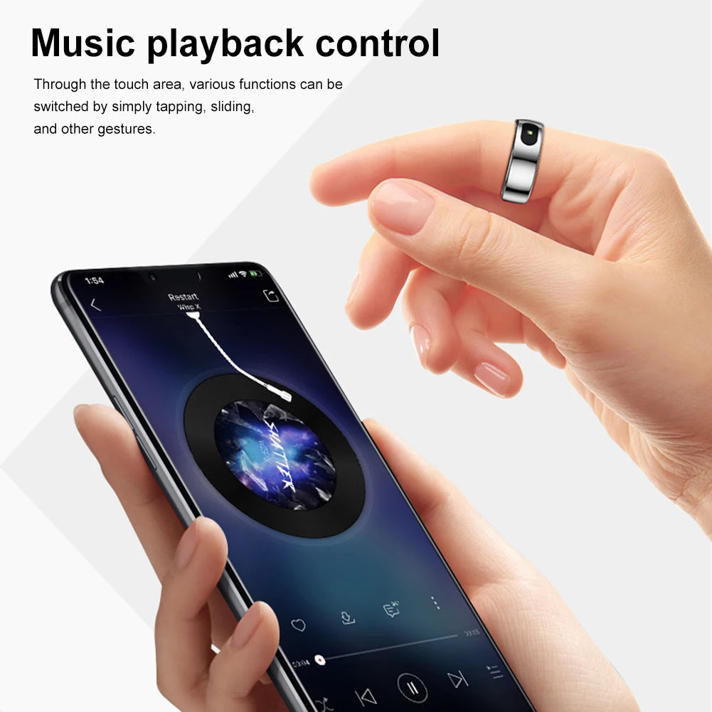 Smart Ring R08 Womens Men Electronic Smartring 5ATM Waterproof Blood Oxygen Pressure Health Monitor with Charging Case for Phone