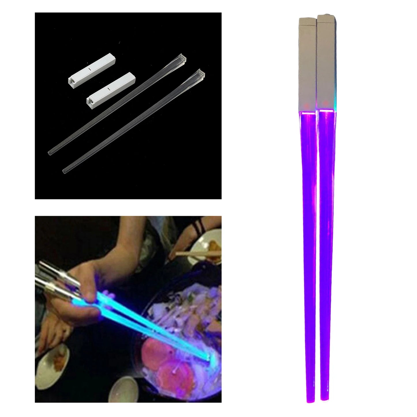 Chopsticks Light up LED Glowing Light Saber Chop Sticks Reusable Sushi Lightup Sabers Chopstick Set of 1 Pairs
