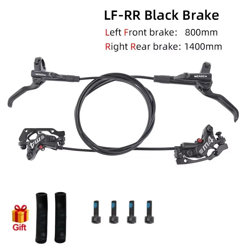 4-Piston MTB Hydraulic Brake Set with Silicone Protective Cover Front and Rear Brake 800Mm/1400Mm Bike Disc Brake for MTB