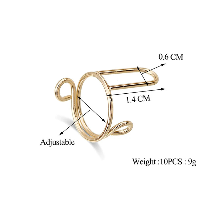 10 Pieces Sets Thin Nail Rings for Ladys Daily Fingertip Protective Cover Trendy Ring Jewelry Gift to Girlfriend Manicure