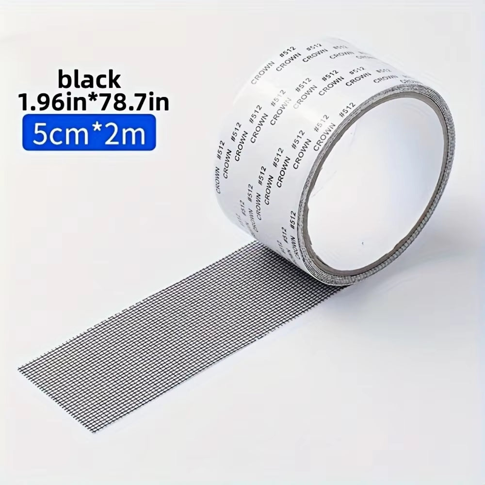 1 Roll 2M Strong Self-Adhesive Window Screen Repair Tape - Cover Holes and Tears, Keep Insects Out Window Screen Mosquito Net