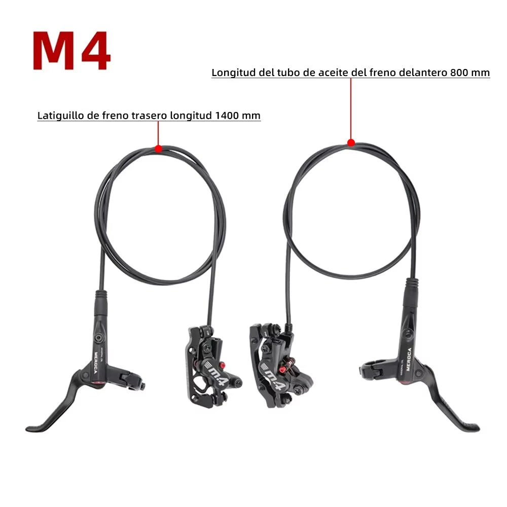 4-Piston MTB Hydraulic Brake Set with Silicone Protective Cover Front and Rear Brake 800Mm/1400Mm Bike Disc Brake for MTB